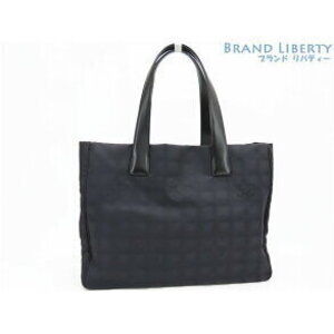 Chanel Travel Line Tote Shoulder Bag Black Nylon Leather